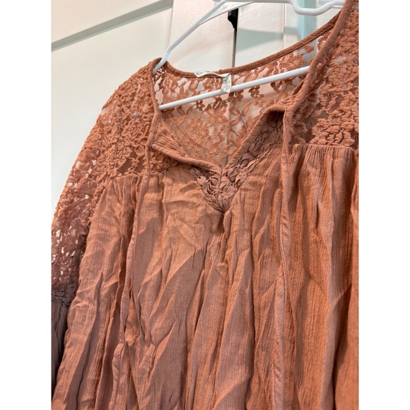 Mudd Lace Trim Tunic Top Boho Peasant Blouse - Picture 3 of 4